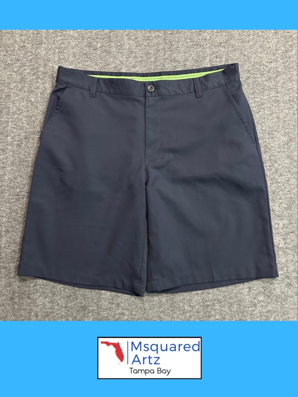 IZOD Golf Men's Navy Performance Golf Shorts Size 36 Flat Front 10" Inseam